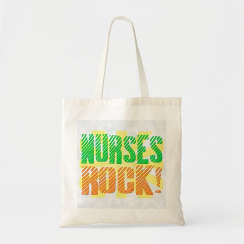 Nurses Rock Orange and Green Fun Tote Bag