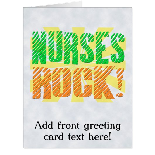 Nurses Rock, Orange/Green Fun Nurse Cards (Front)