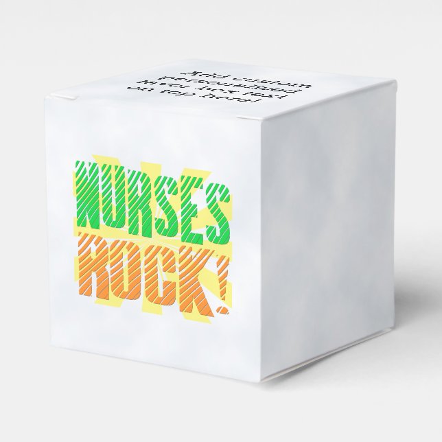 Nurses Rock, Orange/Green Fun Nurse Favor Boxes (Front Side)