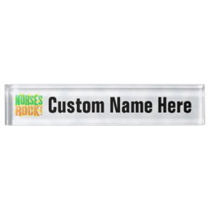 Nurses Rock, Orange/Green Fun Nurse Nameplate