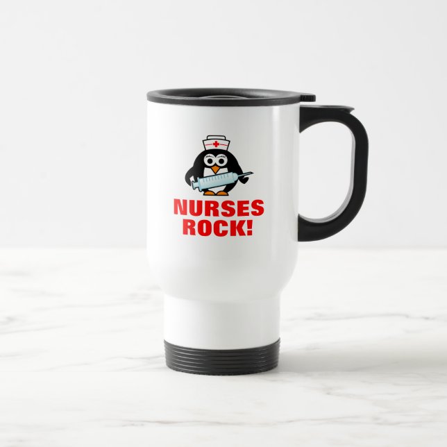 Nurses Rock penguin travel mug | nursing week gift (Right)