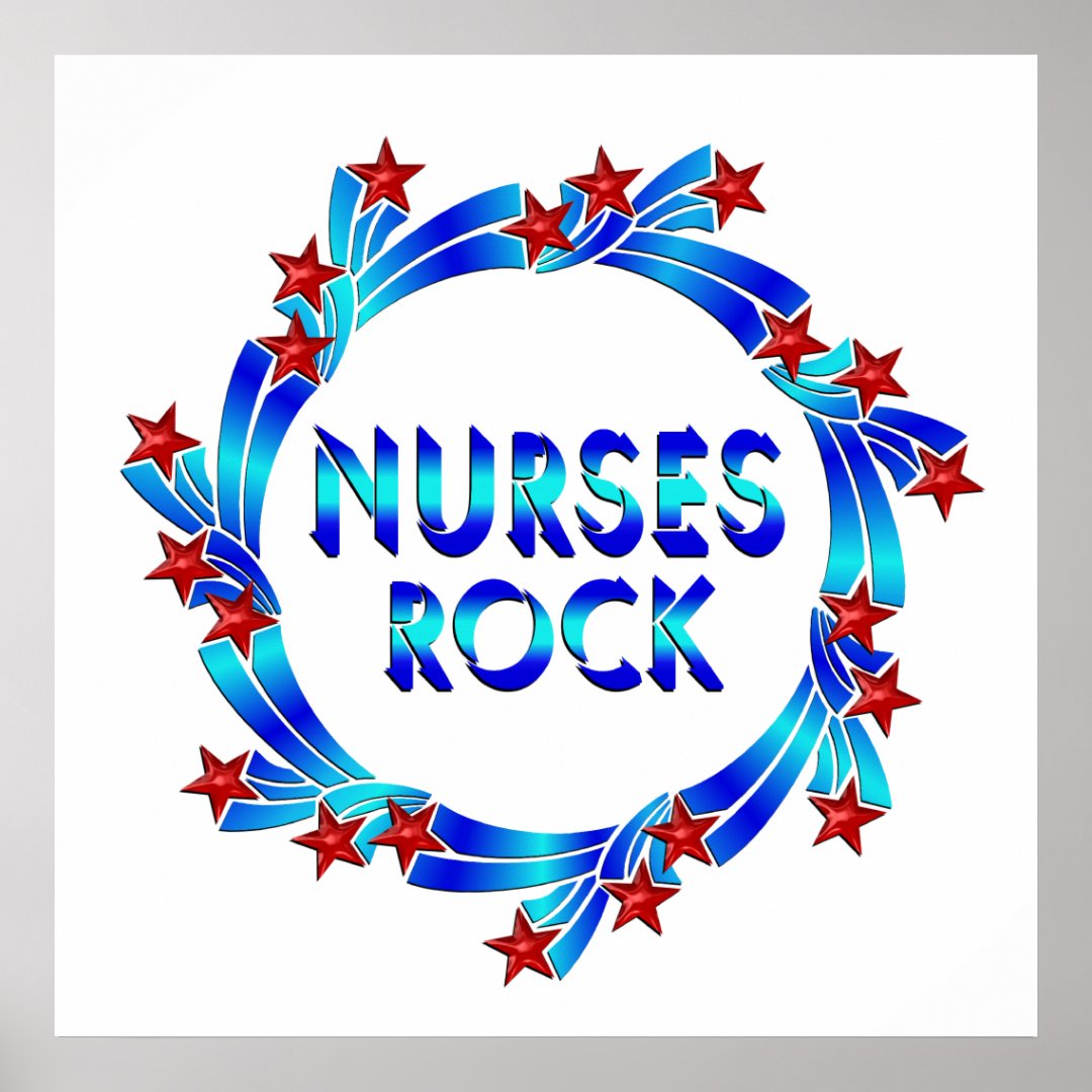 Nurses Rock Red Stars Poster | Zazzle