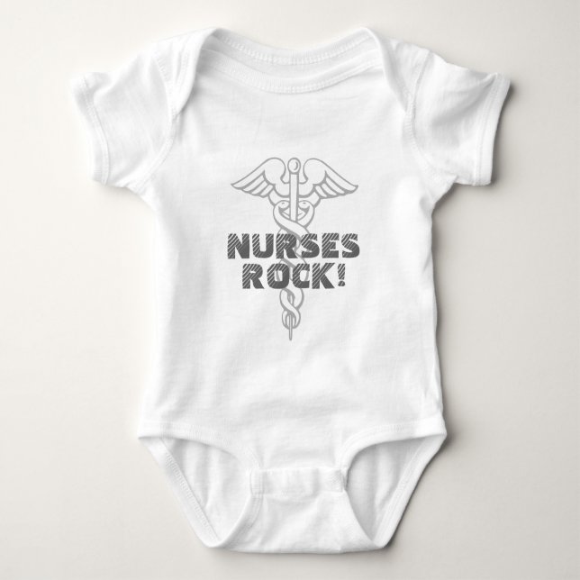Nurses Rock shirt | Black and white with caduceus (Front)