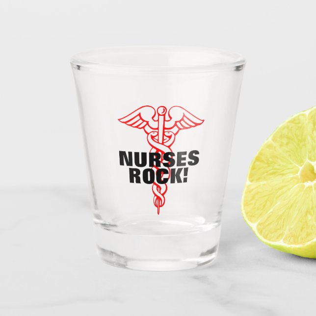 Nurses Rock shot glass - Funny nursing gift ideas (Front)