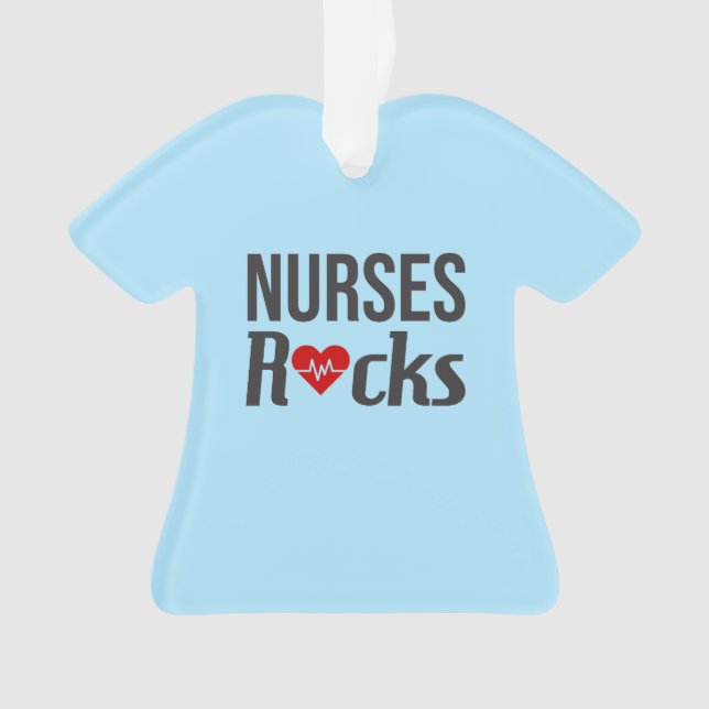 Nurses rocks light blue nurse scrub ornament (Front)