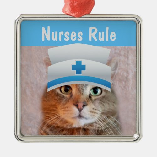 Nurses Rule Christmas Metal Ornament