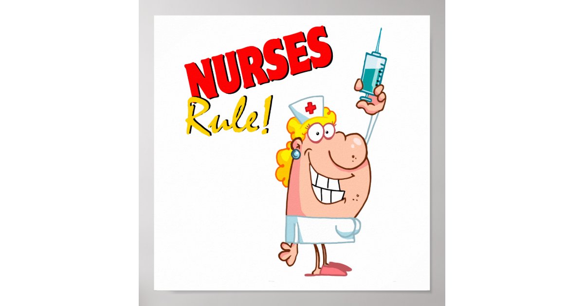 nurses rule cute cartoon nurse poster | Zazzle