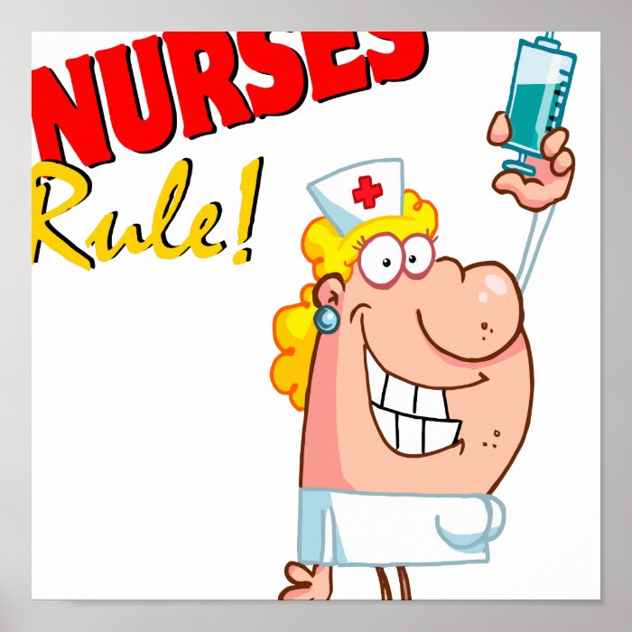 nurses rule cute cartoon nurse print
