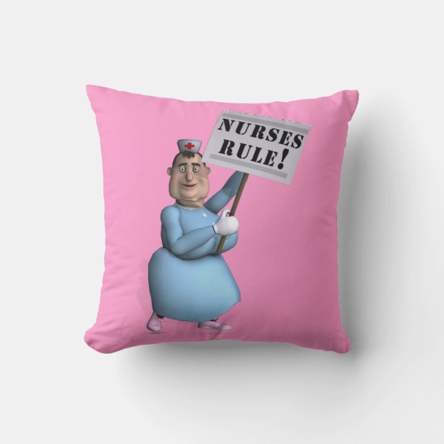 Nurses Rule! Throw Pillow (Front)