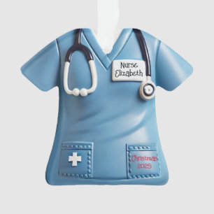 Nurses Scrubs Shirt Personalized Christmas Ornamen Ornament