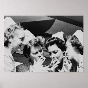 Nurses Smoking Vintage Photograph 28x20in Poster