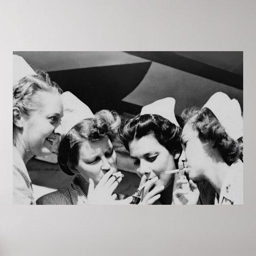 Nurses Smoking Vintage Photograph 36x24in Poster