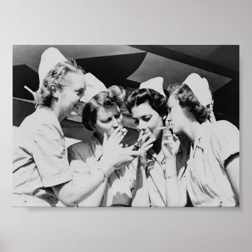Nurses Smoking Vintage Photograph 7x5in Poster