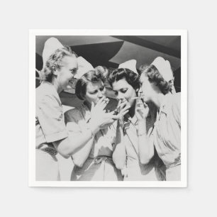 Nurses Smoking Vintage Photograph Napkins