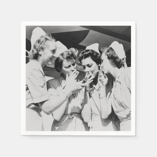 Nurses Smoking Vintage Photograph  Napkins