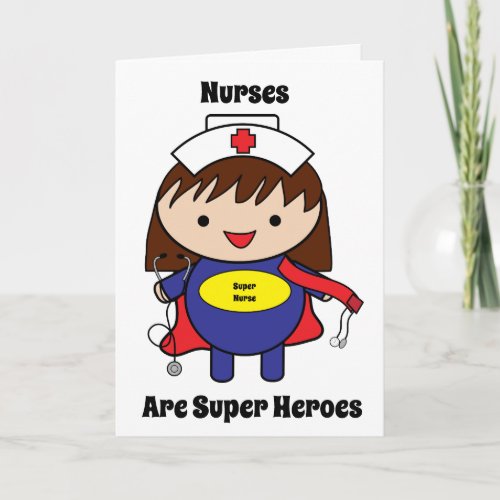 Nurses Super Hero Kawaii Personalize Card
