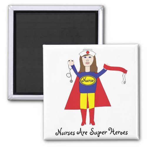 Nurses Super Heroes Brunette Magnet