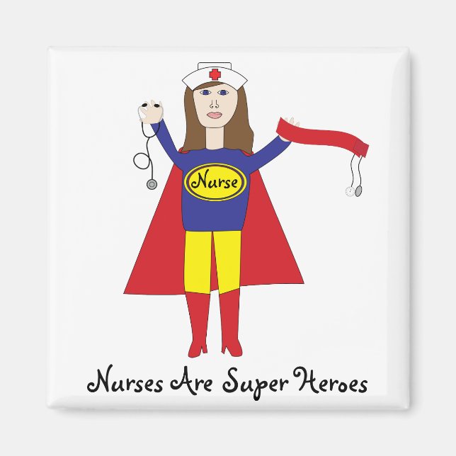 Nurses Super Heroes (Brunette) Magnet (Front)