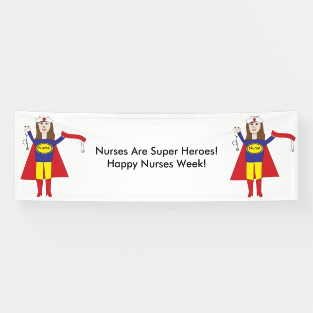Nurses Super Heroes (Brunette) Personalize Banner (Horizontal)