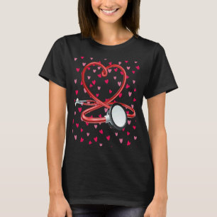 Nurses Valentines Day Hearts Stethoscope and Heart T-Shirt