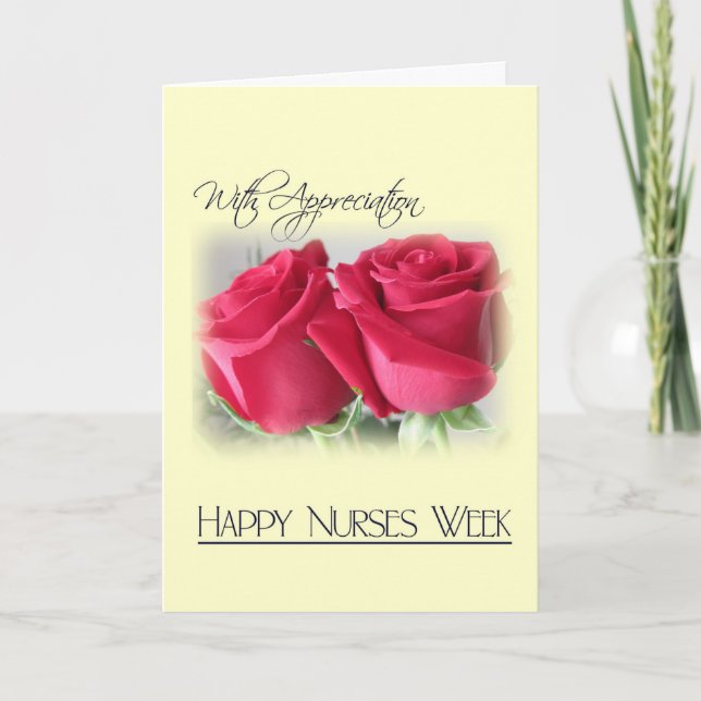 Nurses Week Appreciation-Two Roses Thank You Card (Front)