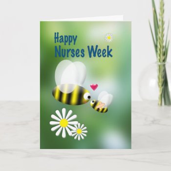Nurses Week Cute Bees And Daisies Card by PamJArts at Zazzle