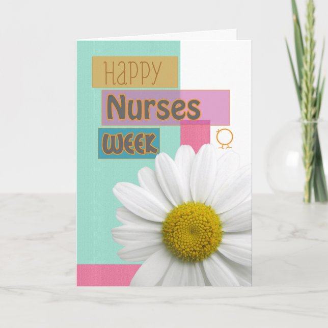 Nurses Week Daisy Scrapbook Modern Thank You Card (Front)