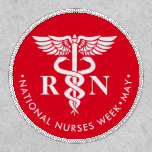 Nurses Week/day, White Caduceus Rn Button Patch at Zazzle