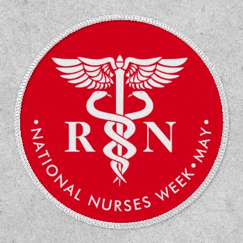 Nurses Week/day  White Caduceus Rn Button Patch by HolidayBug at Zazzle