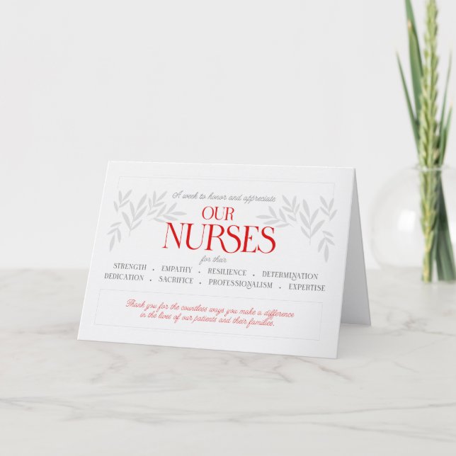 Nurses Week Honoring and Appreciating Nurses Holiday Card (Front)