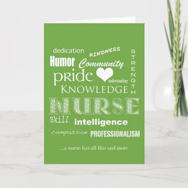 Nurses Week- Nurse Attributes-Green Thank You Card (Front)