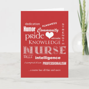 Nurses Week- Nurse Attributes-Red Letterpress Thank You Card