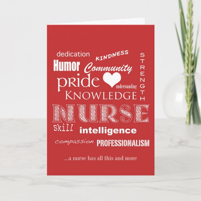 Nurses Week- Nurse Attributes-Red Thank You Card (Front)