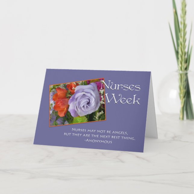 Nurses Week-Pretty purple floral with quote Card (Front)