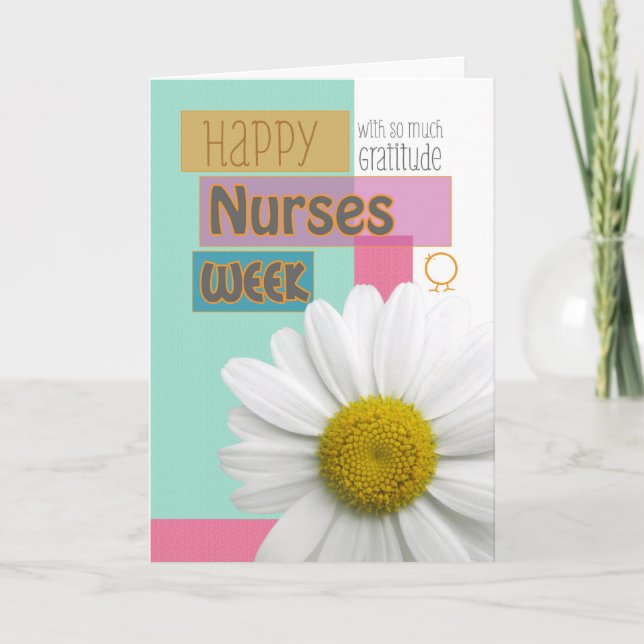 Nurses Week with Gratitude Daisy Scrapbook Modern Thank You Card (Front)