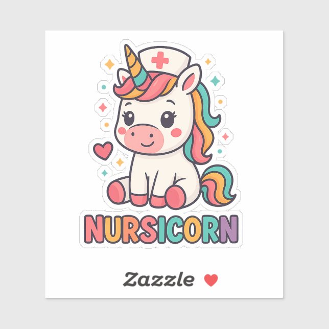 Nursicorn Cute Unicorn Nurse Sticker (Sheet)