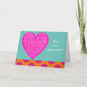 Nursing Assistant Appreciation pink Heart Letterpress Thank You Card
