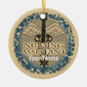 Nursing Assistant Caduceus Ceramic Ornament
