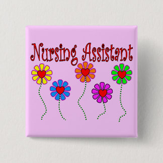 Nursing Assistant Gifts--Floral Design Pinback Button