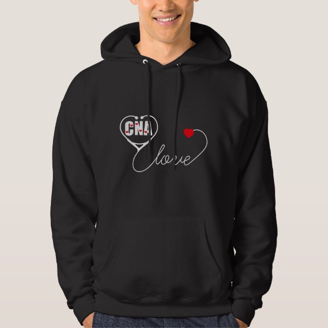 Nursing Assistant Stethoscope CNA Valentine's Day  Hoodie (Front)