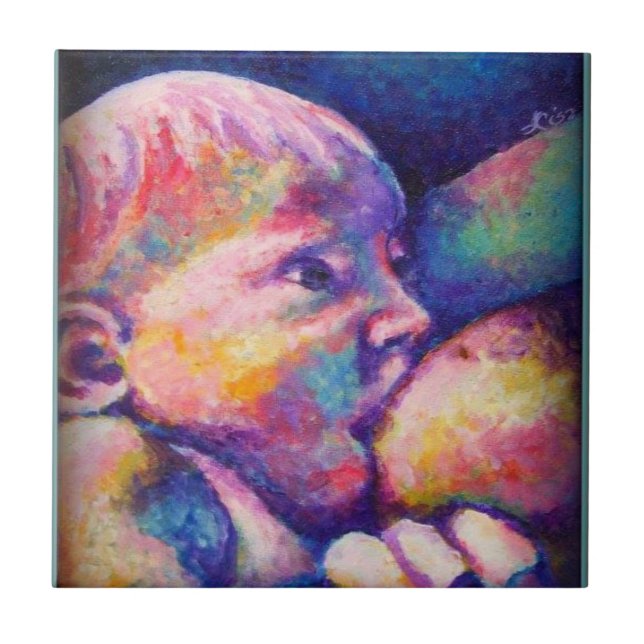 Nursing Baby  Ceramic Tile (Front)