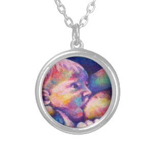 Nursing Baby  Silver Plated Necklace