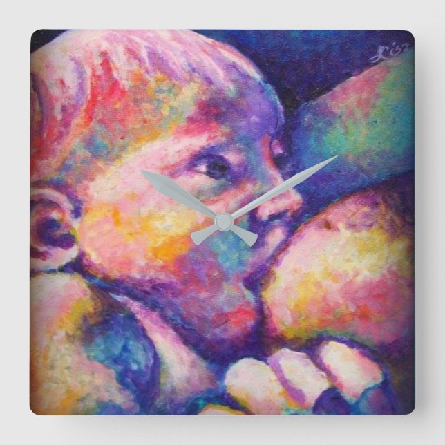 Nursing Baby Square Clock (Front)