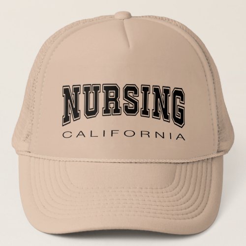 nursing CALIFORNIA black college graphic Trucker Hat