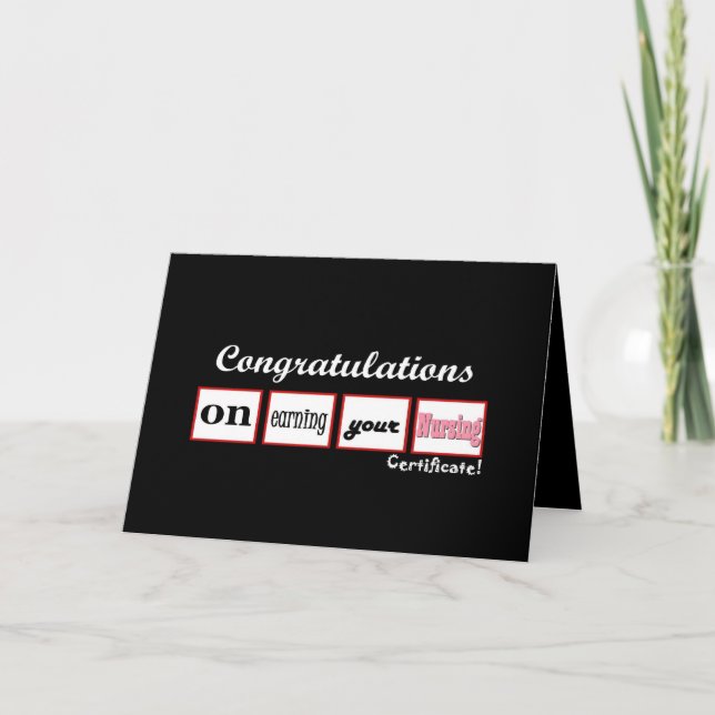 Nursing Certificate CUSTOM NAME Congratulations - Card (Front)