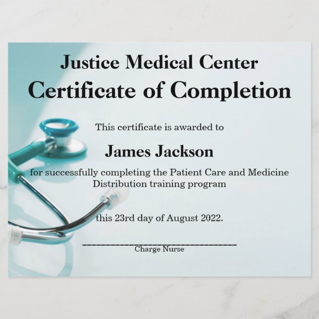 Nursing Certificate of Completion (Front)