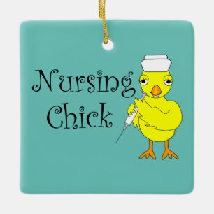 Nursing Chick Text Ceramic Ornament