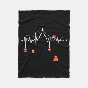 Nursing Christmas Shirt Christmas Tree Heartbeat F Fleece Blanket
