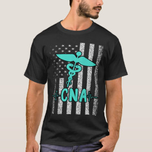 Nursing Cna Certified Nurse Istant American Flag V T-Shirt
