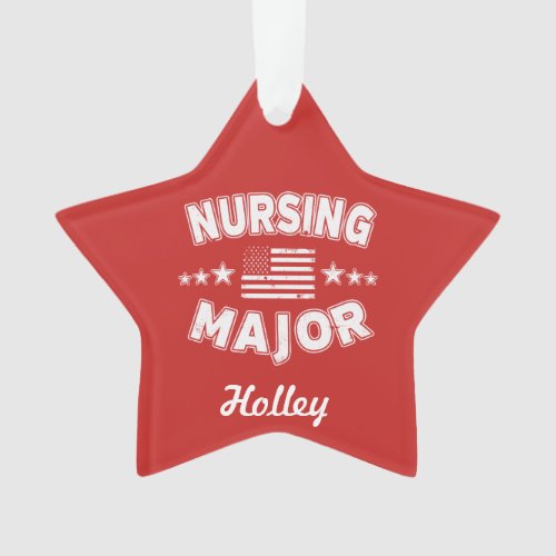 Nursing College Major Patriotic American Flag Ornament